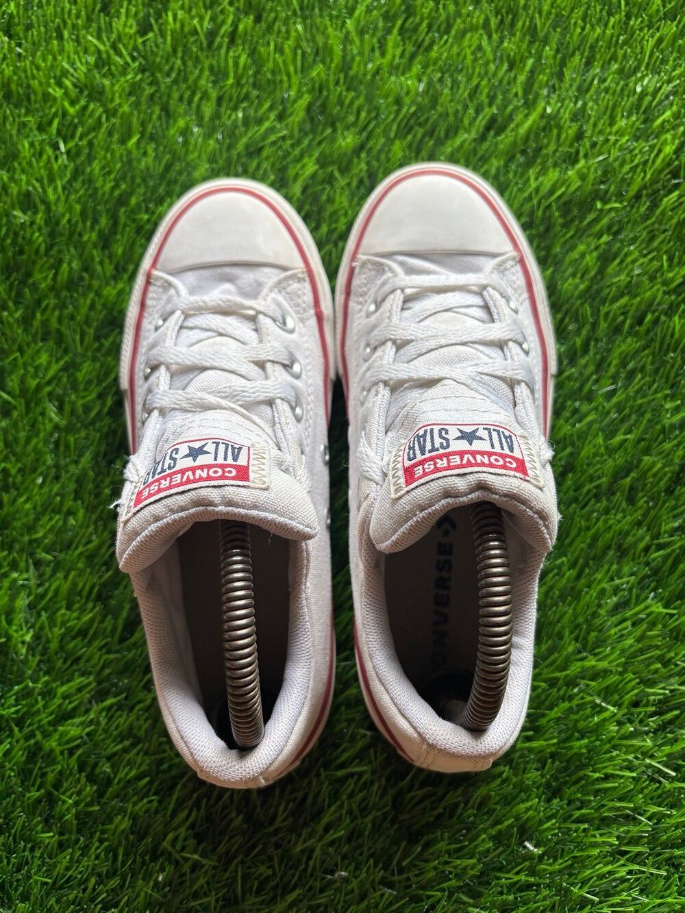 Converse All Star Kids White Red Low Top Sneakers sz 2y